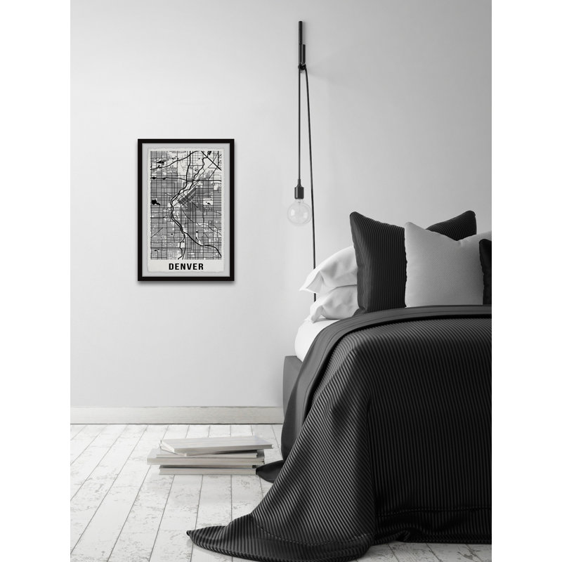 Denver Street Route - Reproduction d'art textuel sur papier encadré, H 36 po x l 24 po x P 1,5 po