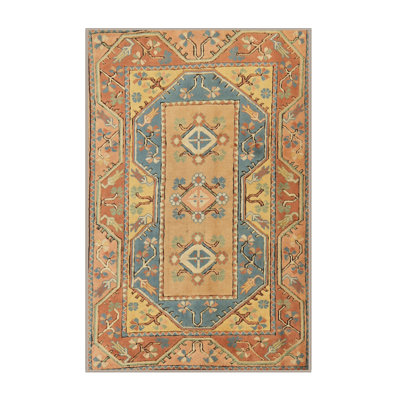 Tapis oriental orange / bleu