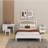 Wooden Vintage Platform Bed with Natural Rattan Headboard-322804507-322804504
