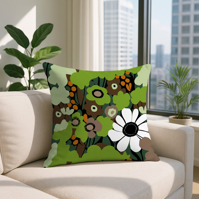 Coussin Maya, Carré 16 po, Chartreuse
