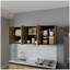 Armoire murale en chêne naturel naturel en mélamine avec 4 portes et rangement en verre