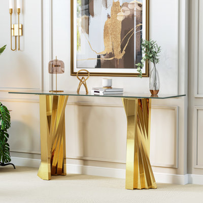 55.12'' Glass Top Console Table