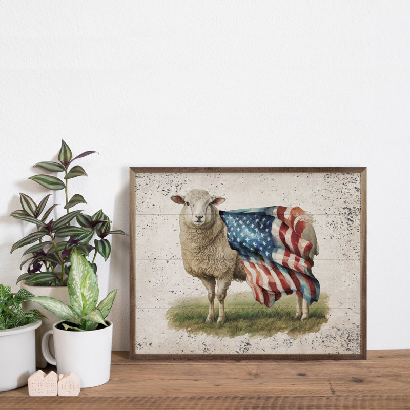 Drapeau patiné patiné des moutons à gauche, L 30 po x H 24 po