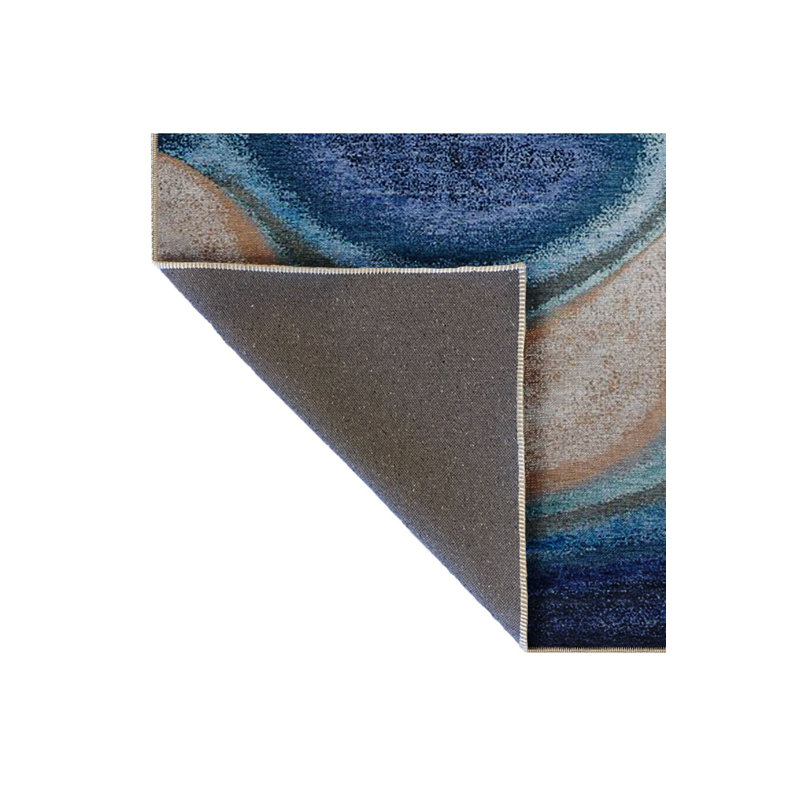 Tapis décoratif moderne à motif abstrait en spirale ondulé lavable à la machine, Rectangle 3 pi 3 po x 4 pi 11 po
