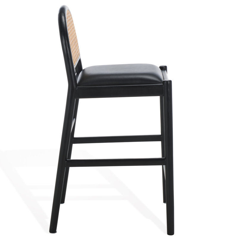 Laylie Rattan And Leather Counter Stool, Black