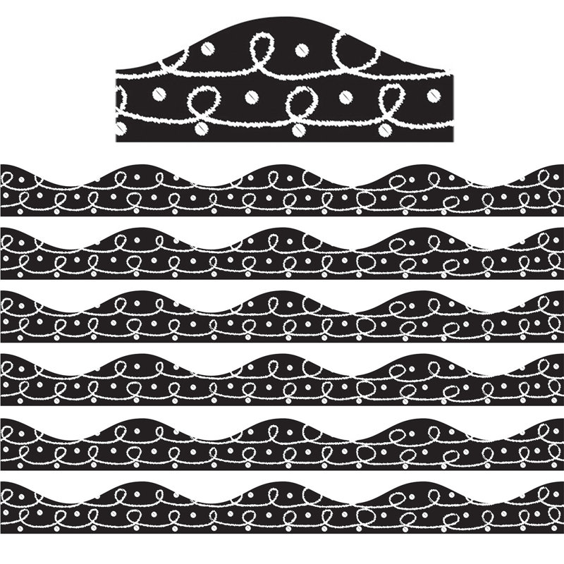 Black and White Magnetic Chalk Loop Border Set