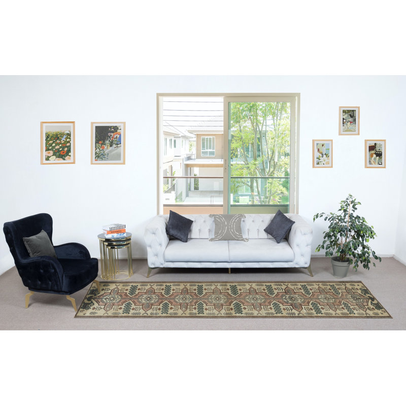 Tapis de couloir rétro en laine fait à la main vintage pour couloir