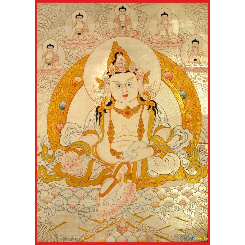 Or et argent Dzambala Thangka (Brocadeless Thangka)