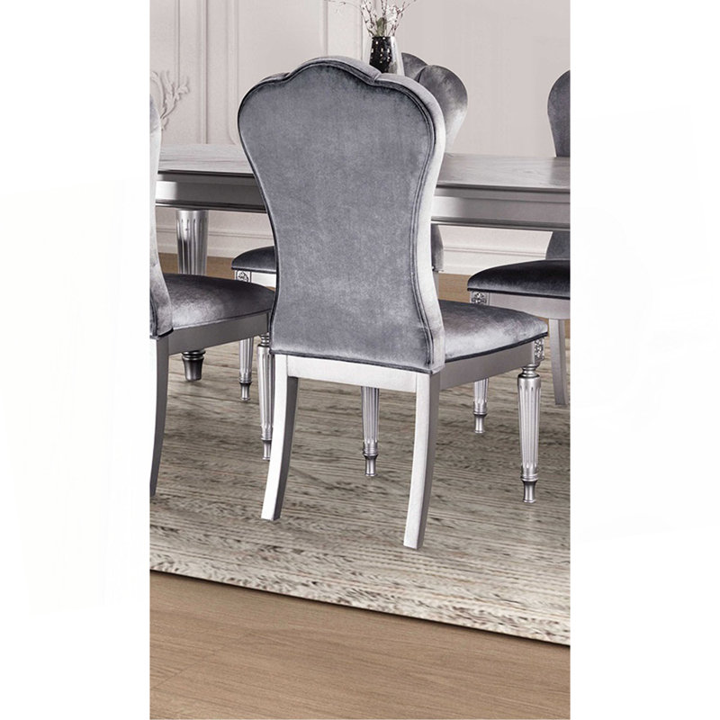Chaise de salle à manger 2 pièces Glam Style, Gris, Argent argent