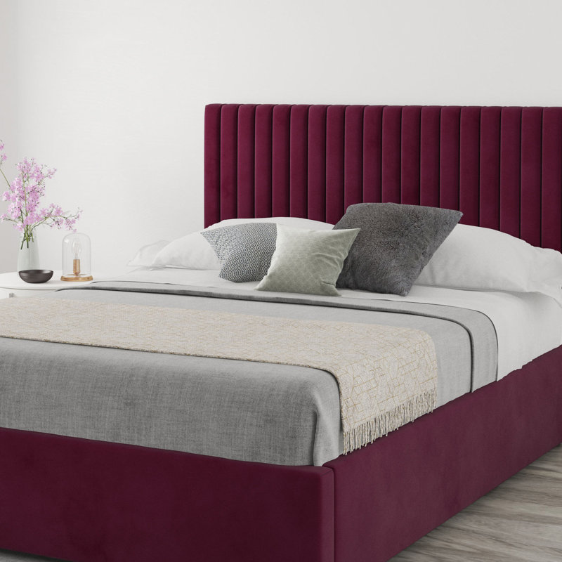 Hailey Upholstered Headboard, Double (4'6), Velvet Berry