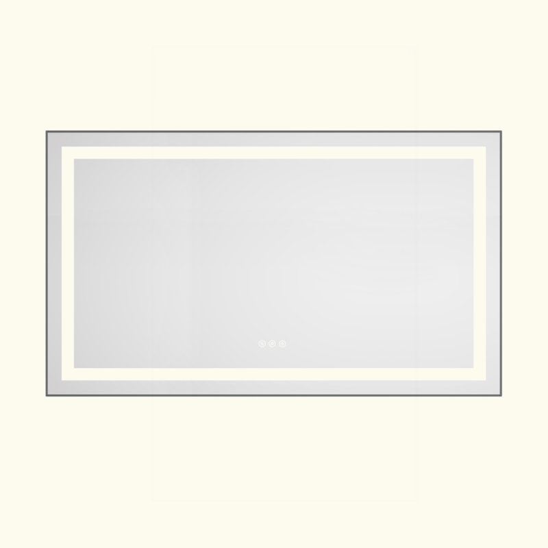 LED Bathroom Mirror with Front-lit, 3 Colors Temperature & Dimmable Light, 48" x 28", Gun Ash