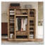 Armoire-penderie 70,87 po de hauteur avec 8 portes et grande capacité avec tringle, tablettes réglables et portes décoratives en rotin