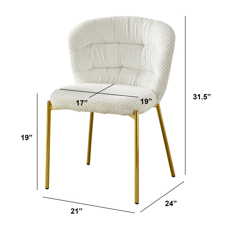Chaises d'appoint moelleuses uniques avec pieds plaqués, Doré, Crème, crème