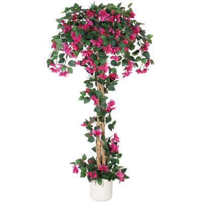 5FT Artificial Bougainvillea Tree with Pink Flowers, Faux Indoor Outdoor Decor Plant