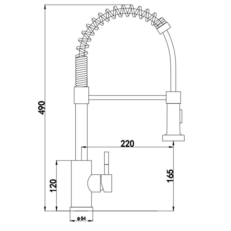 Kitchen Faucet With Pull Down Sprayer Industrial 1 Handle 1 Hole Or 3 Hole Faucet For Farmhouse Camper Laundry Utility Rv Wet Bar Sinks, Stainless Steel