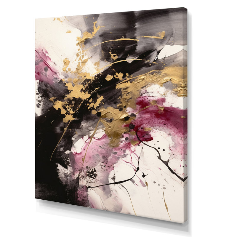 «Gold and Pink Fluid Fusion II», reproduction sur toile, H 44 po x l 34 po x P 1,5 po, Toile tendue