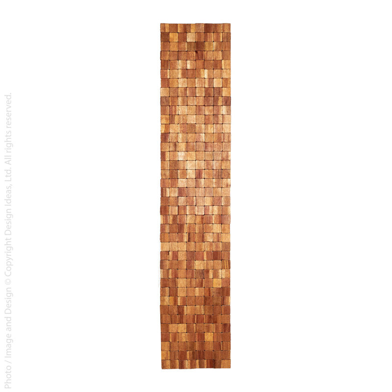 Ekhum Rectangular Patchwork Wool Table Runner, Natural