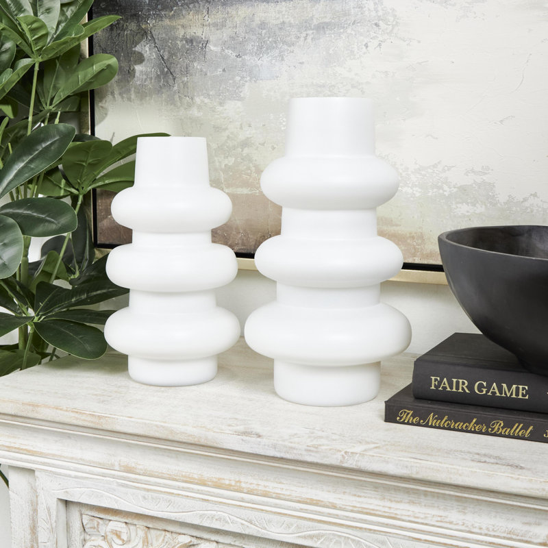 Mable 2-Piece Set Glass Table Vase, White