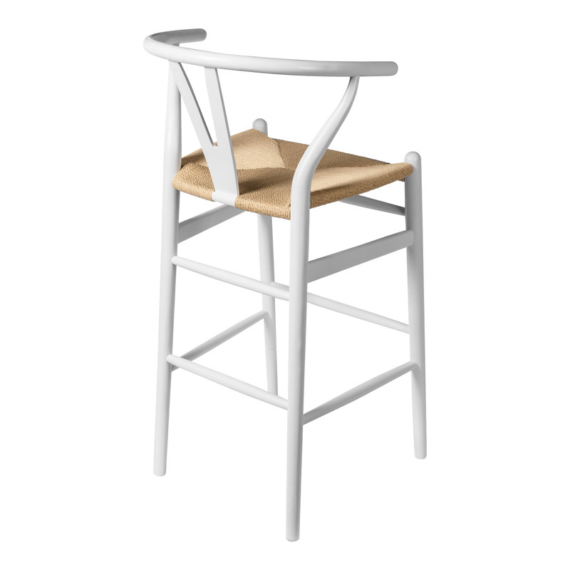 Etta Solid Wood Bar & Counter Stool, White/Natural, Bar Stool (30" Seat Height)
