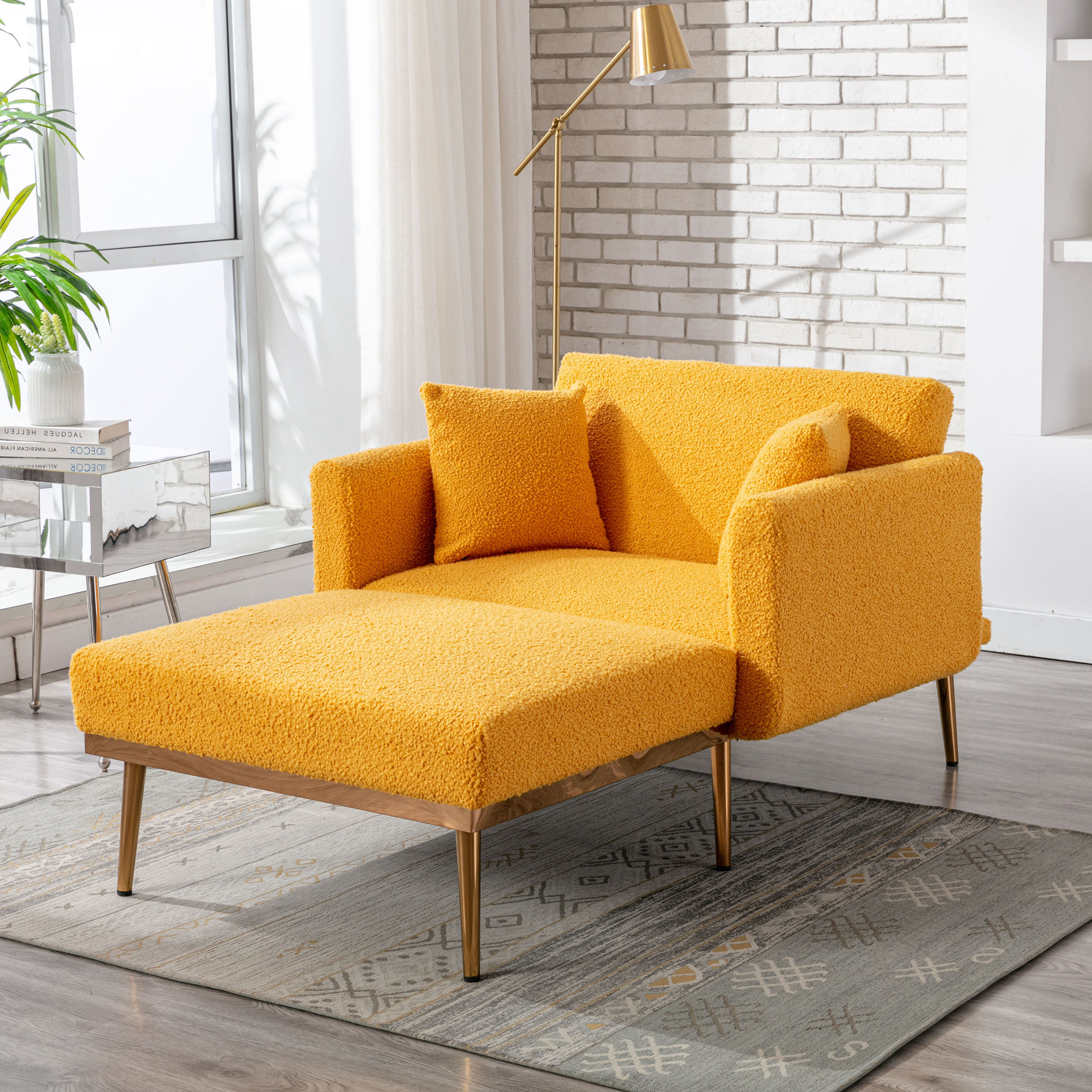 Yellow velvet 2024 chaise lounge