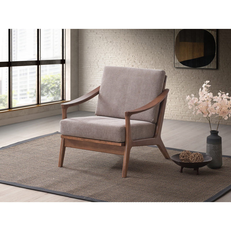 Chaise d'appoint avec coussin amovible, chaise de chambre à coucher, Marron clair