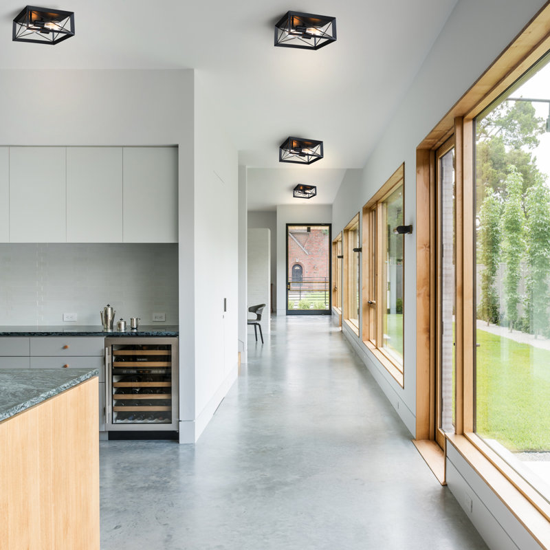 Ensemble de 2 luminaires carrés encastrés 2 lumières 12 po avec finition noire mat
