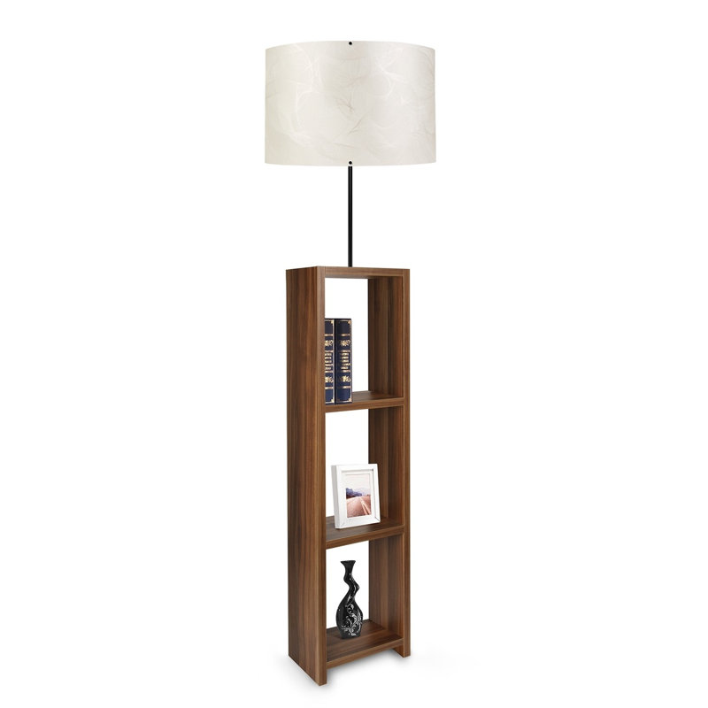 Lampe sur pied à colonne Rueter, Brun, 59" H, Perle