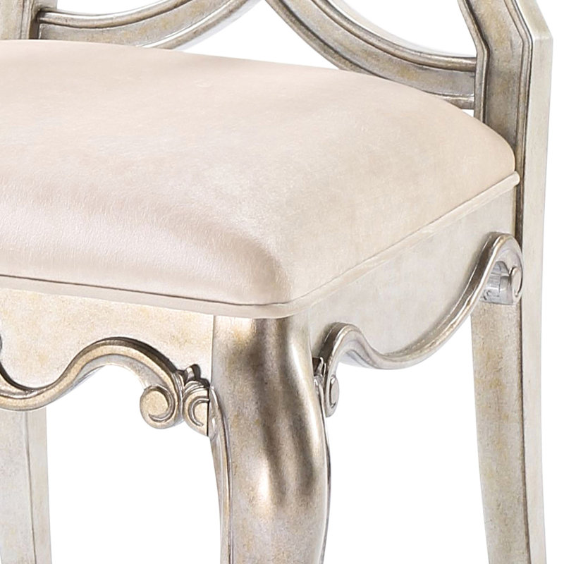 2 fauteuils d'appoint en champagne antique, style grand dossier élégant, rembourrage en mousse confortable, ornement en bois complexe à volutes, chaises de salle à manger et (2) - classique pour chambre de bébé