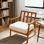 Chaise d'appoint Mid-Century moderne en bois avec coussins lavables amovibles, chaise de loisirs avec revêtement en flanelle, fauteuil de réception pour le salon, la chambre à coucher, le bureau