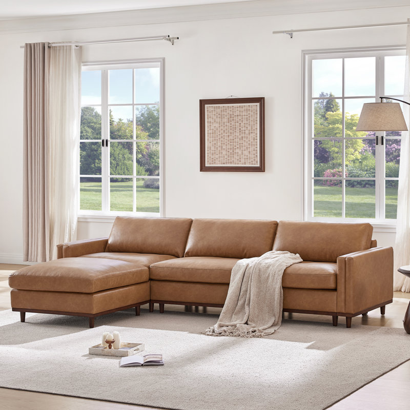 Canapé modulaire surdimensionné en similicuir 4 pièces l 118 po avec pieds en bois massif Laima
