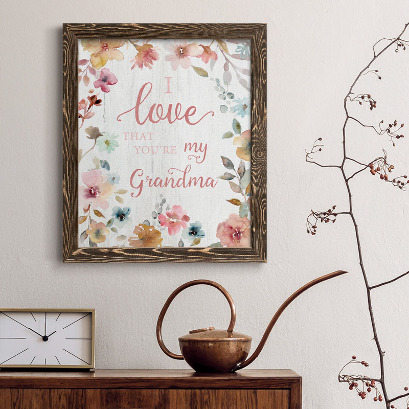 «Love Grandma», art textuel sur toile, H 37,5 po x l 27,5 po x P 1,5 po, Noyer