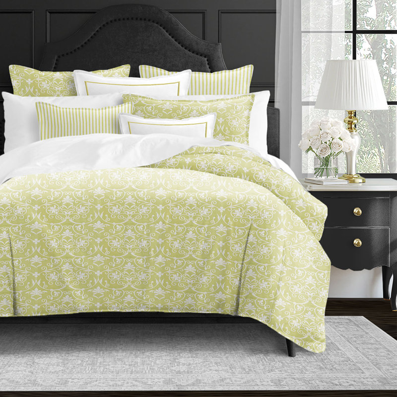Ensemble de housse de couette en rayonne jaune Ruban, Housse de couette grand super + quatre pièces sup
