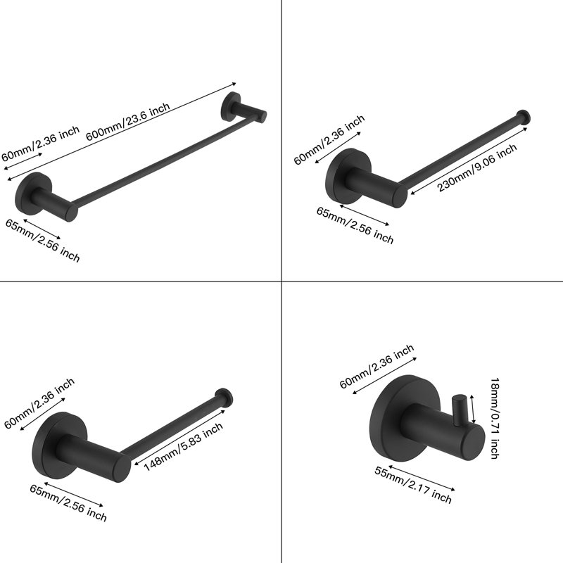 5 - Piece Bathroom Hardware Set, Matte Black
