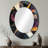 Black Yellow Fragmentation Abstract Shapes II - Black Modern Oval Wall Mirror-1871953665