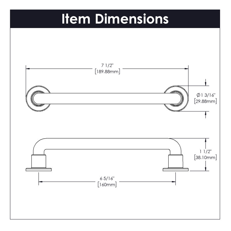 Urbane Collection Pull 6-5/16 Inch (160mm) Center to Center, 6 5/16", Chrome