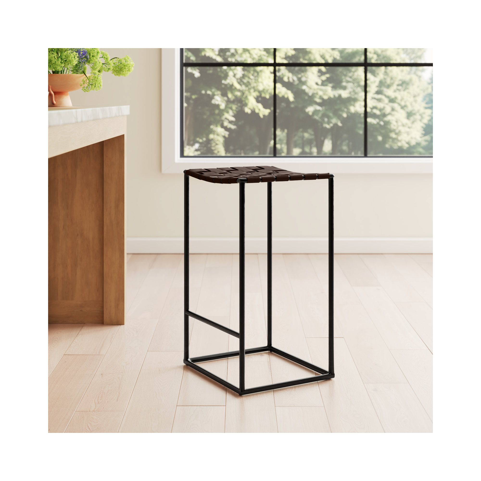 Willette Bar & Counter Stool, Bar Stool (30” Seat Height), Dark Brown, Black