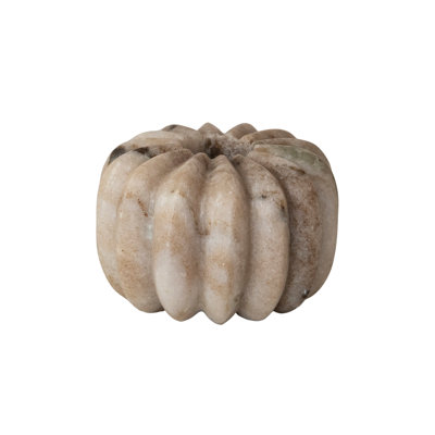 Buff Marble Ribbed Taper Candle Holder