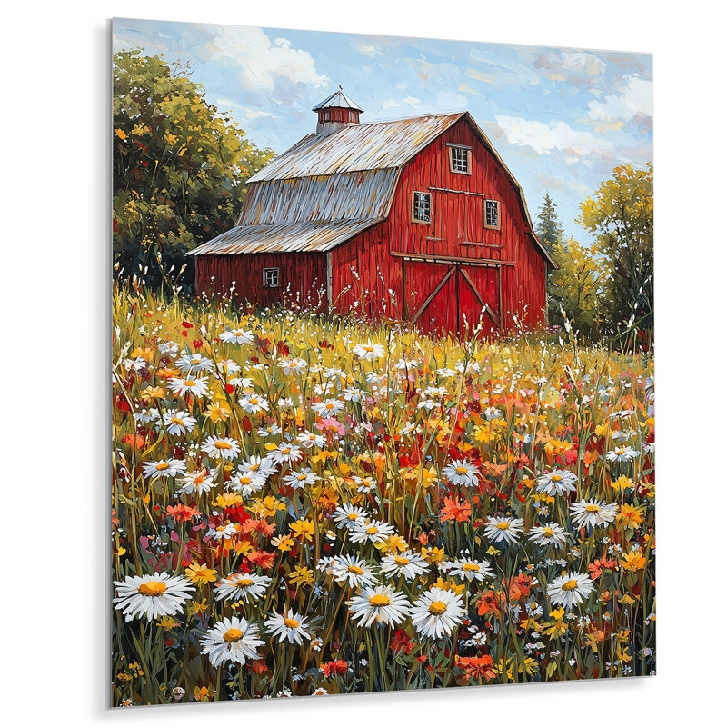 Barnyard In Full Bloom II - impression de ferme sur métal, H 44 po x l 34 po