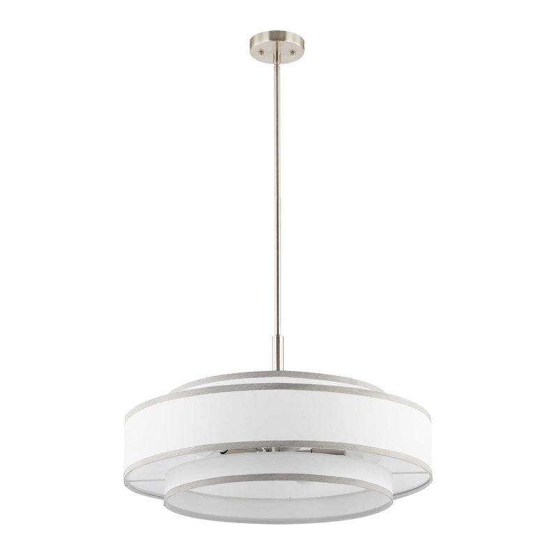 Aasim 24" 5-Light Dimmable Drum Chandelier, Brushed Nickel