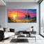 Nautique et plage, coucher de soleil, bateau pirate, boussole, ancre, ensemble de 3 impressions sur toile-267391356