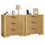 Table de chevet à 3 tiroirs de 23,6 po de large avec prises, organisateur de rangement pour garde-robe en bois cannelé