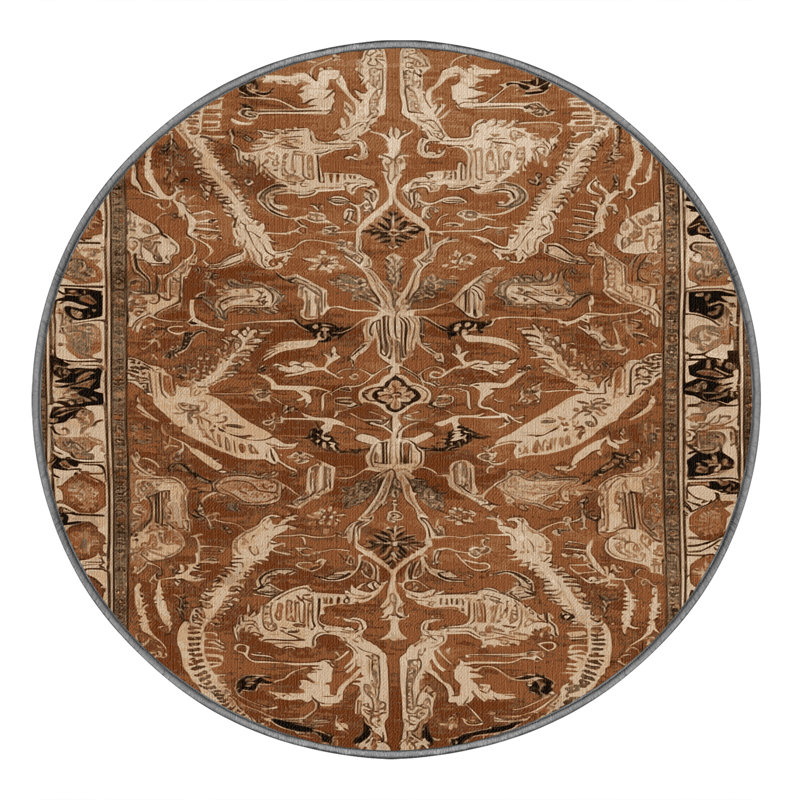 Tapis brun lavable à la machine, Rond 3 pi