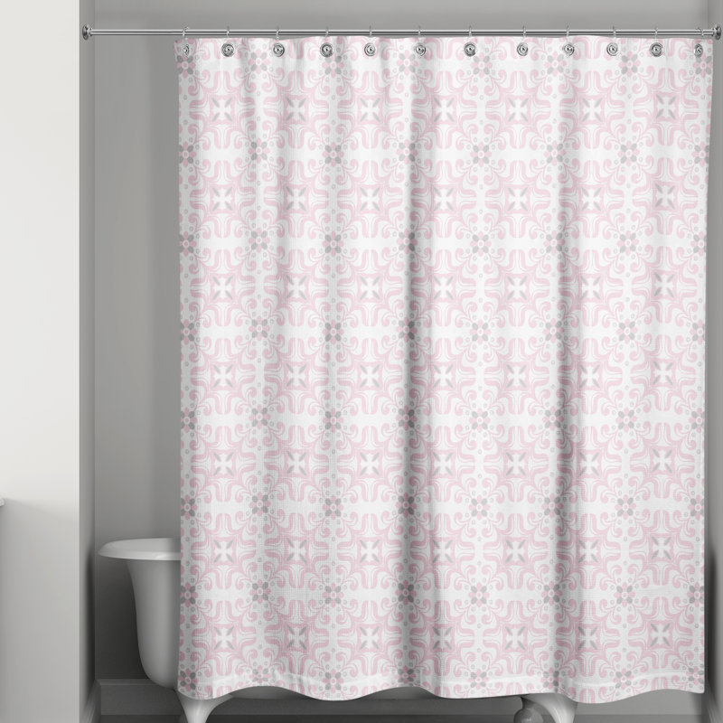 Rideau de douche Langridge, Rosé géométrique 1