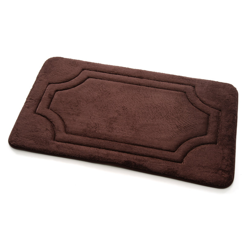 Tapis de bain en mousse à mémoire de forme luxueux Morones, Bleu brumeux, l 17 po x L 24 po