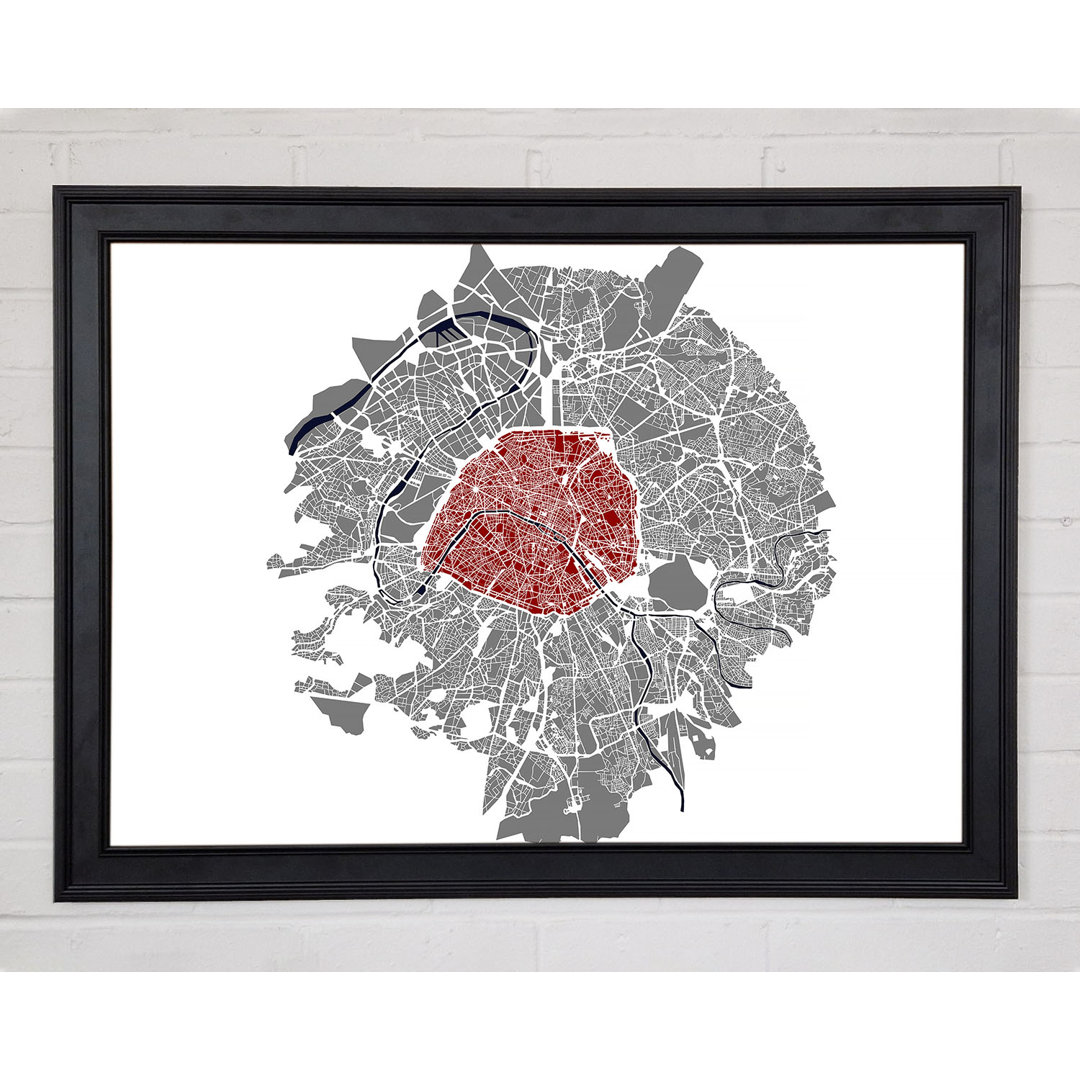 Gerahmtes Leinwandbild Map Of The City 5 Paris