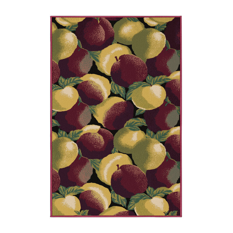  Tapis lavable à motif de fruits Pluot, Rectangle de 5 pi x 8 pi
