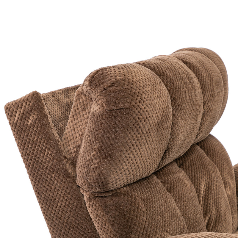 Fauteuil inclinable surdimensionné avec repose-tête rembourré et relevable avec fonctions de massage et de chaleur, Brun