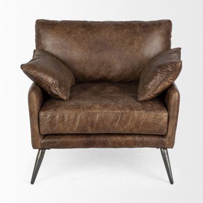 Emily Top Grain Leather Club Chair by 17 Stories