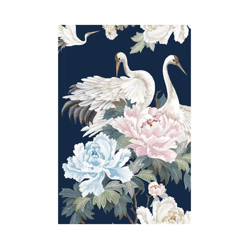 Pearly White Cranes I by Eva Watts - Painting on Canvas, 152.4cm H x 101.6cm W x 3.81cm D, Wrapped Canvas