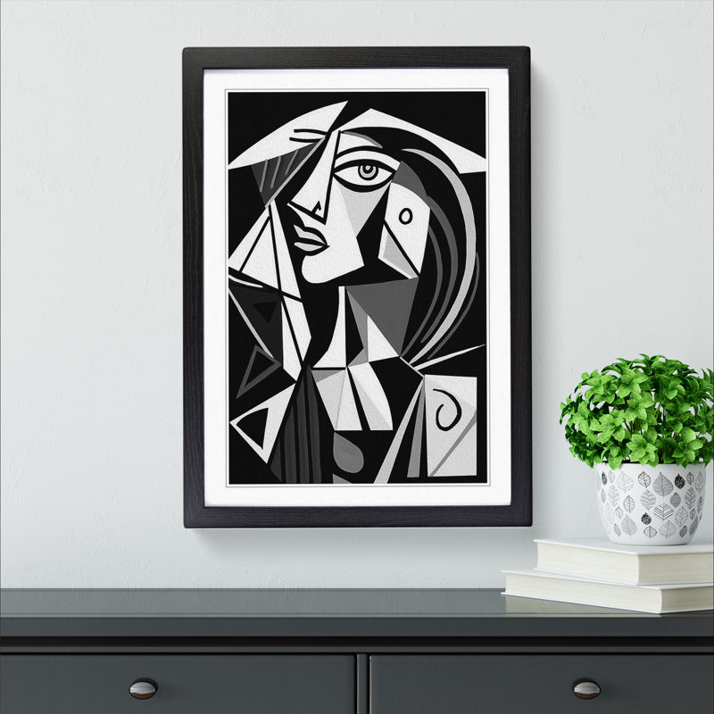 Pablo Picasso Line No.2 - Single Picture Frame Print on Wood, Black, 34" H x 25" W x 2" D